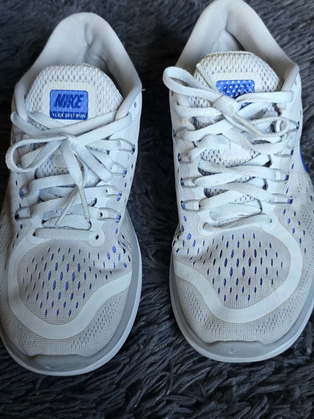 Nike White & Blue Flex Run Sneakers